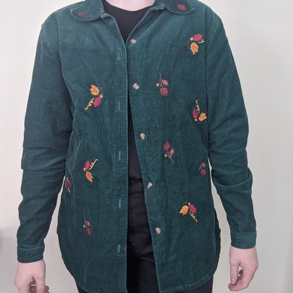 Vintage Autumn Leaves Corduroy Button Up - Picture 1 of 4